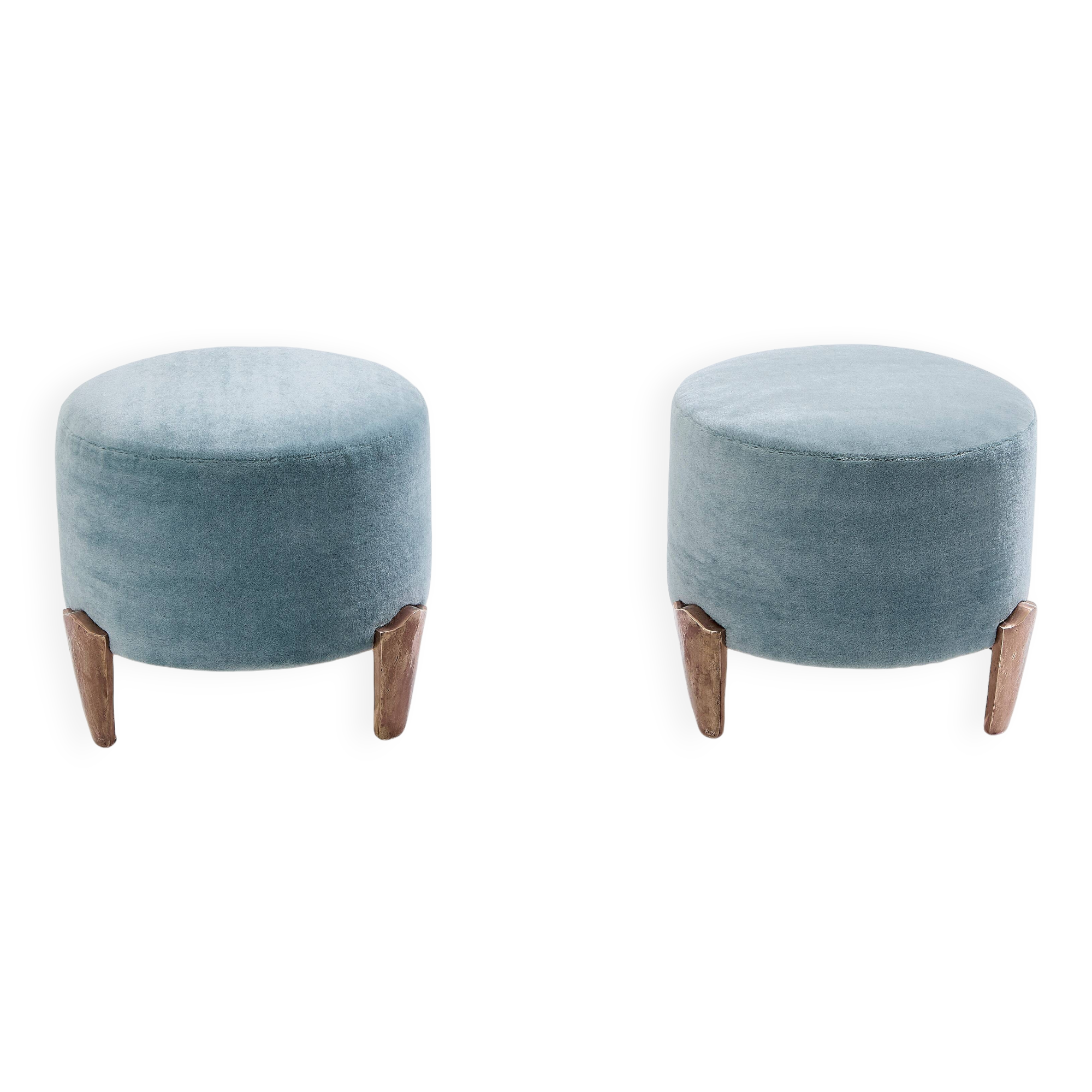 Pair of Garouste & Bonetti Koala pouffes in mohair velvet 1995