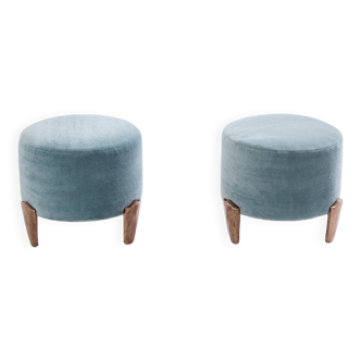 Pair of Garouste & Bonetti Koala pouffes in mohair velvet 1995