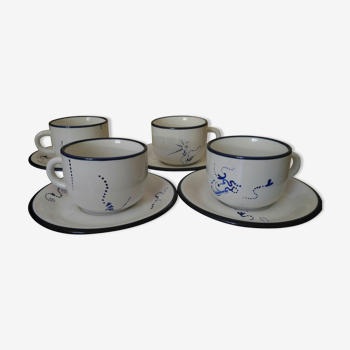 4 coffee cups, porcelain newcor England handmade décor