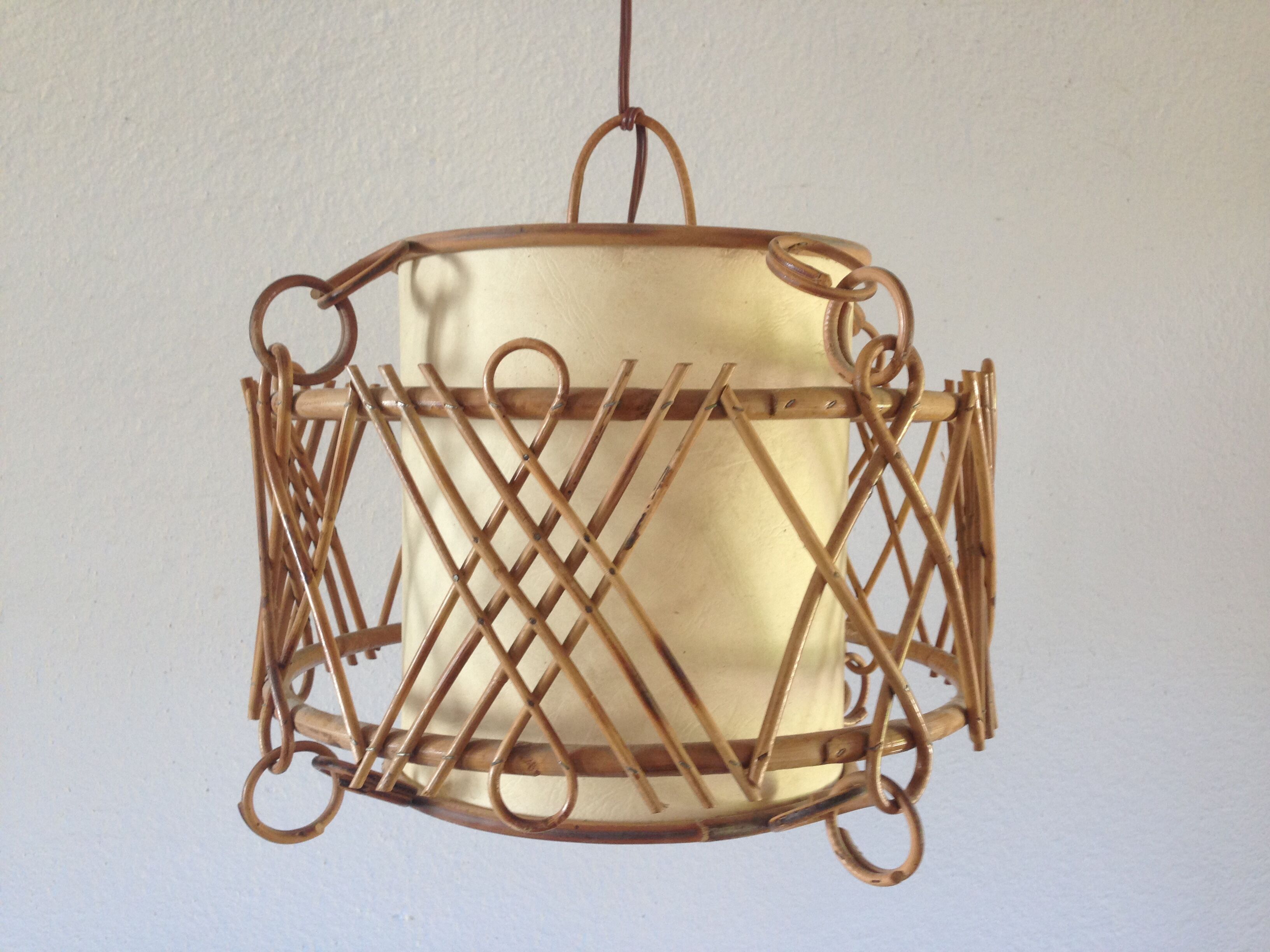 Suspension rotin vintage