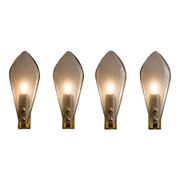 Designer Gray Sanded Leaf Murano Glass Wall Sconces, Contemporary Set of 4