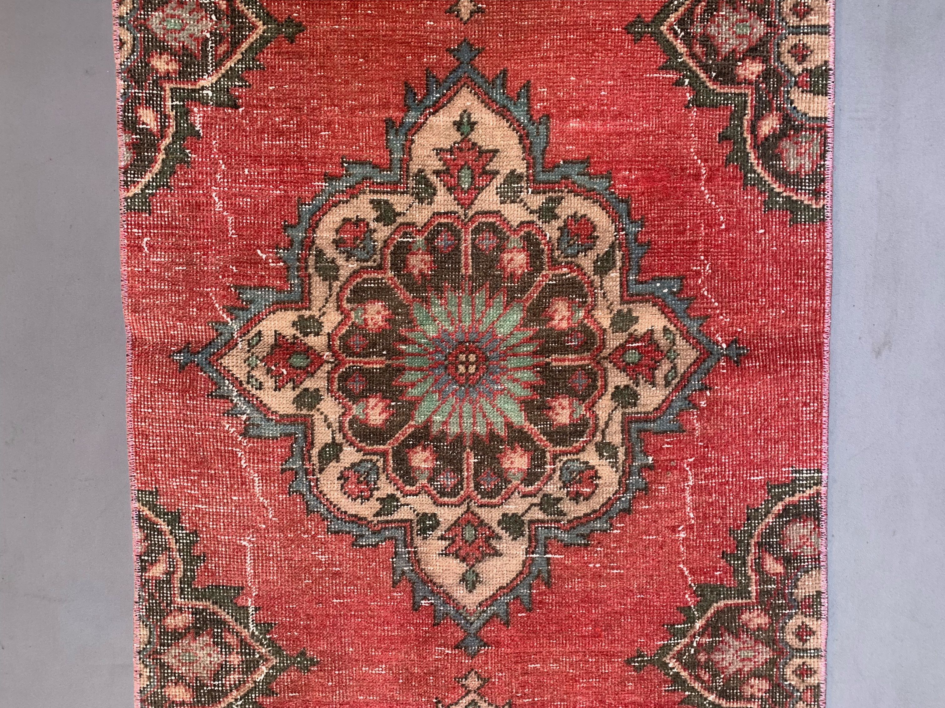 Distressed turkish runner 400x81 cm wool vintage tribal rug