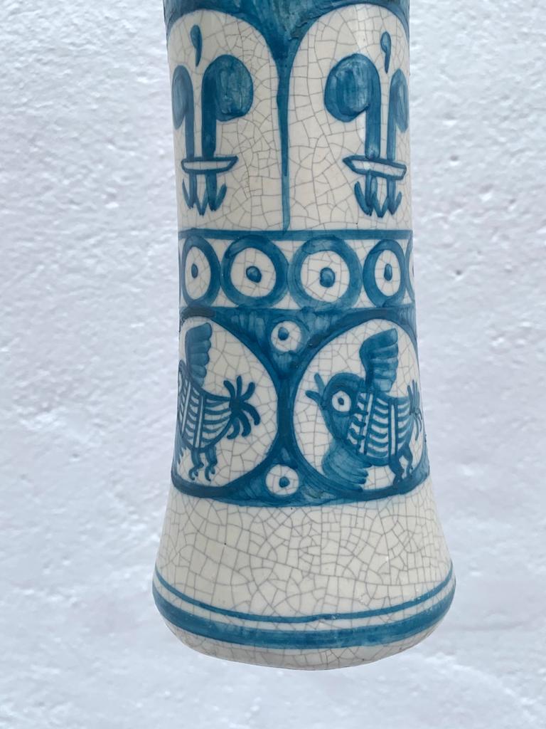 Blue and white hand-painted ceramic soliflore vase