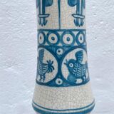 Vase soliflore peint à la main bleu et blanc en céramique