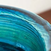 Rimini Blue Candle Holder in Mid-Century Ceramic by Aldo Londi for Bitossi, Italy, 1960s