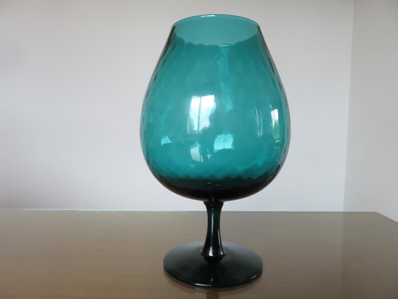 Italy glass vase in turquoise green 70s