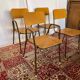 Set of 2 vintage school chairs and 2 armchairs.