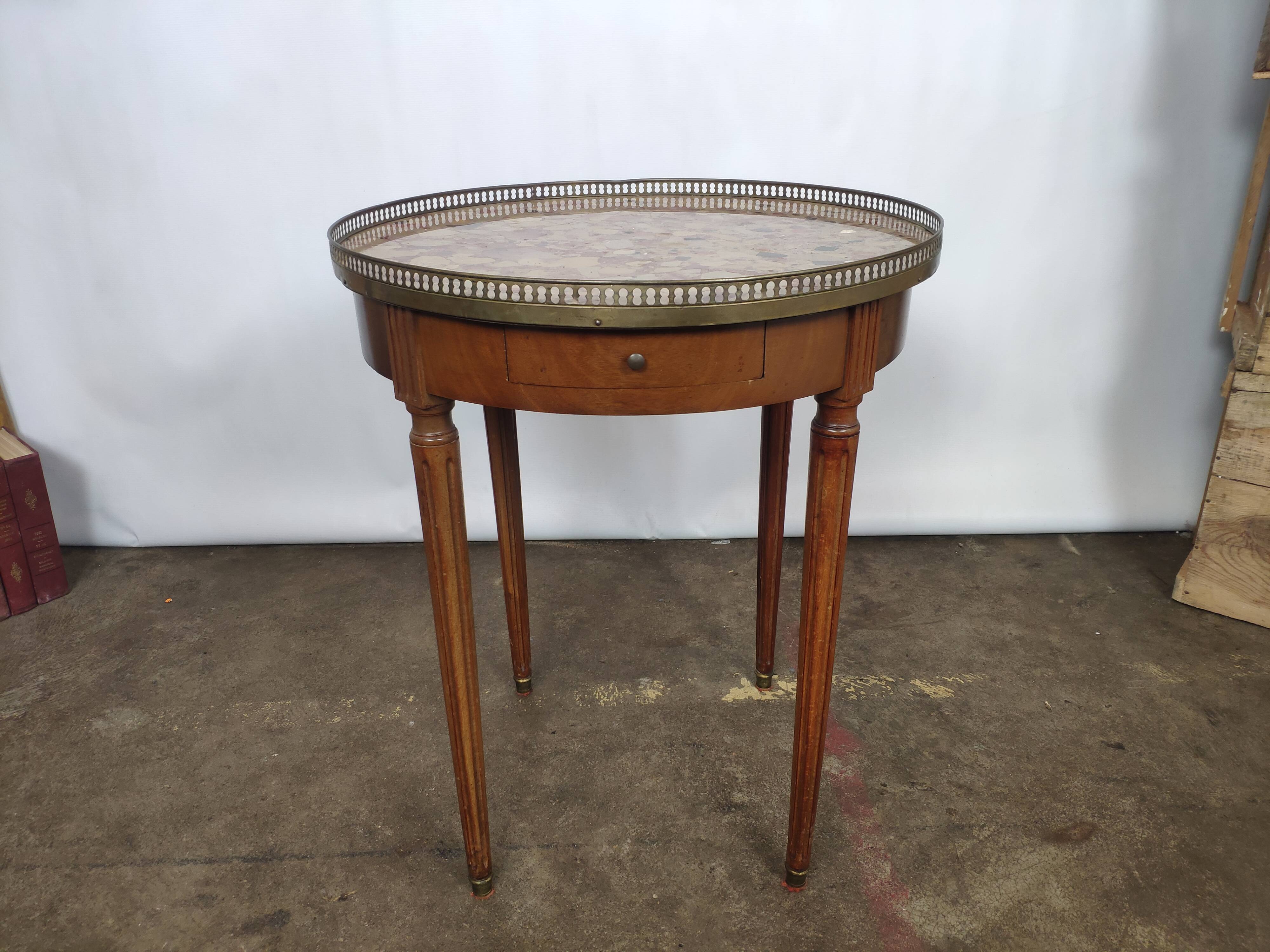 Table bouillotte style Louis XVI marbre