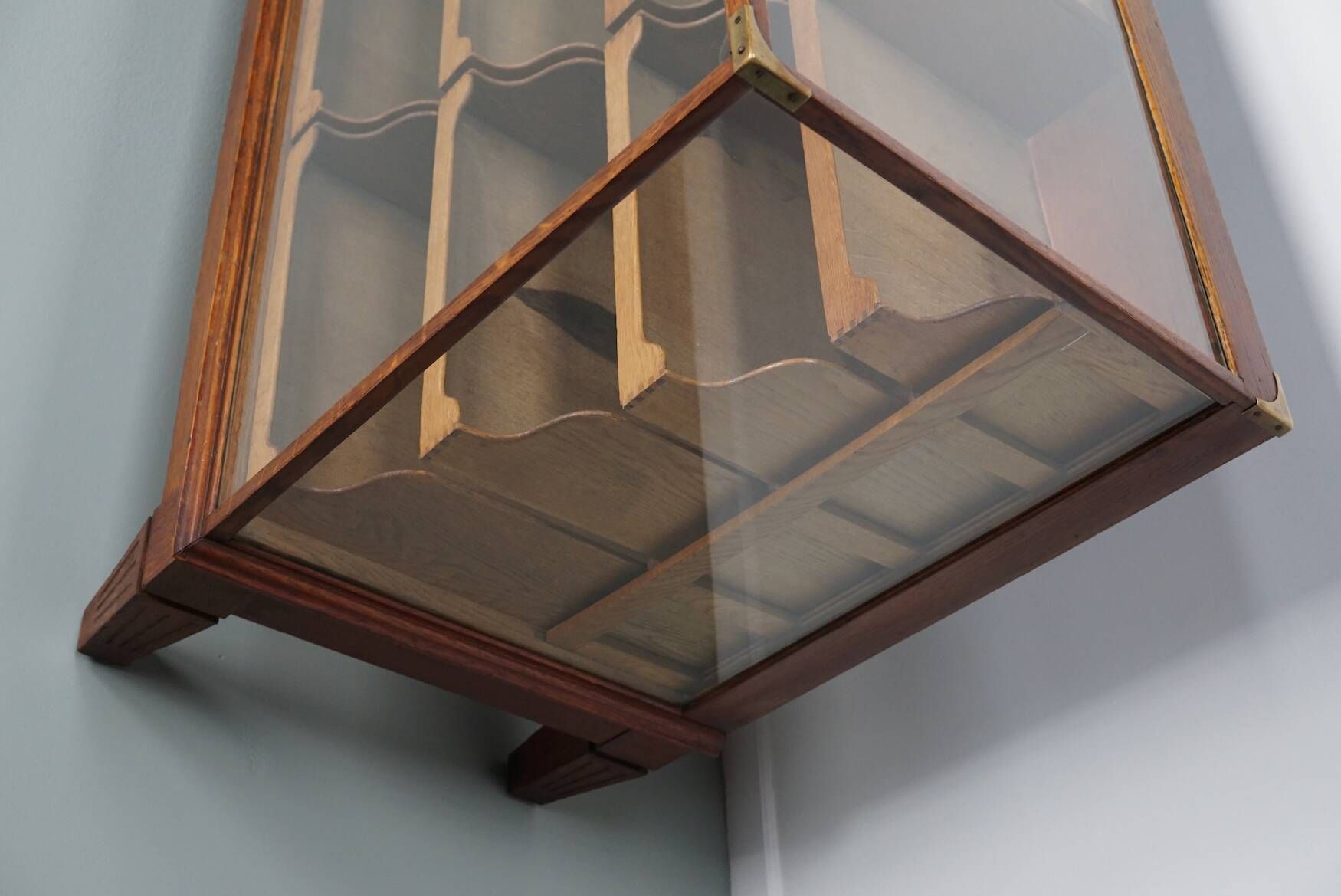 Antique English oak and glass counter/display cabinet, circa 1920-1930