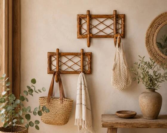 1960s rattan coat rack