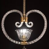 Lustre suspendu en forme de cœur art déco par barovier e toso, années 1940