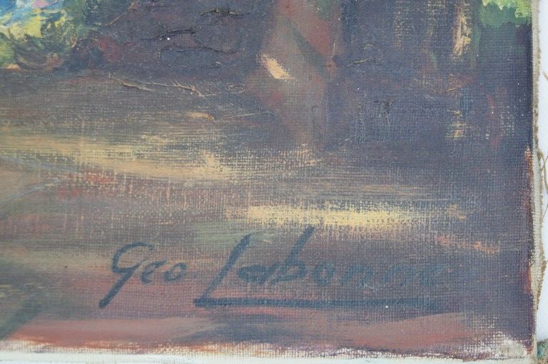 Labonne geo born 1887 view of the bay - oil on canvas signed