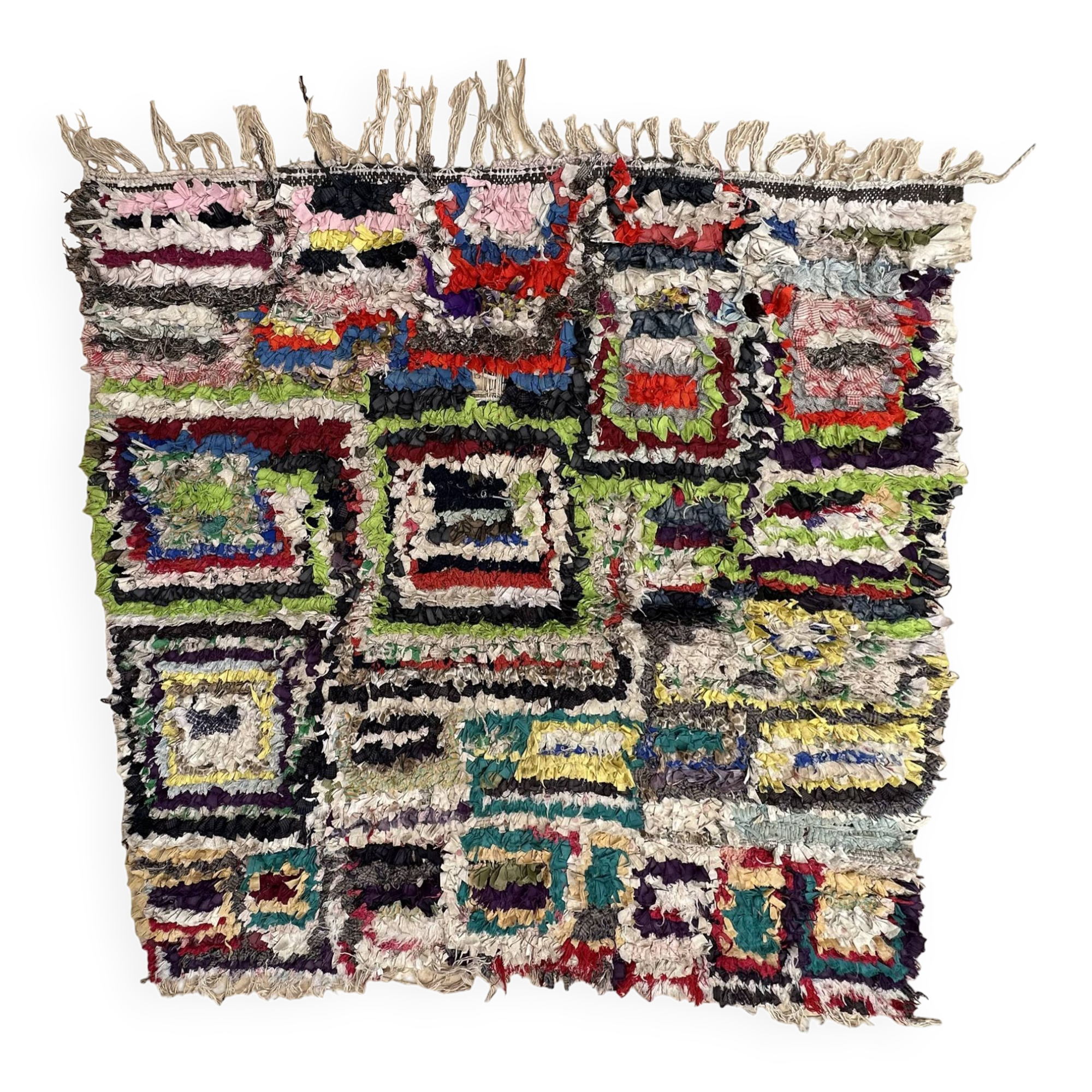 Colorful Boucherouite Berber rug - 153 x 157 cm