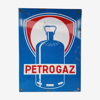 Petrogaz enameled plate, sassgo, 1950s