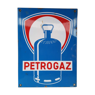 Petrogaz enameled plate, sassgo, 1950s