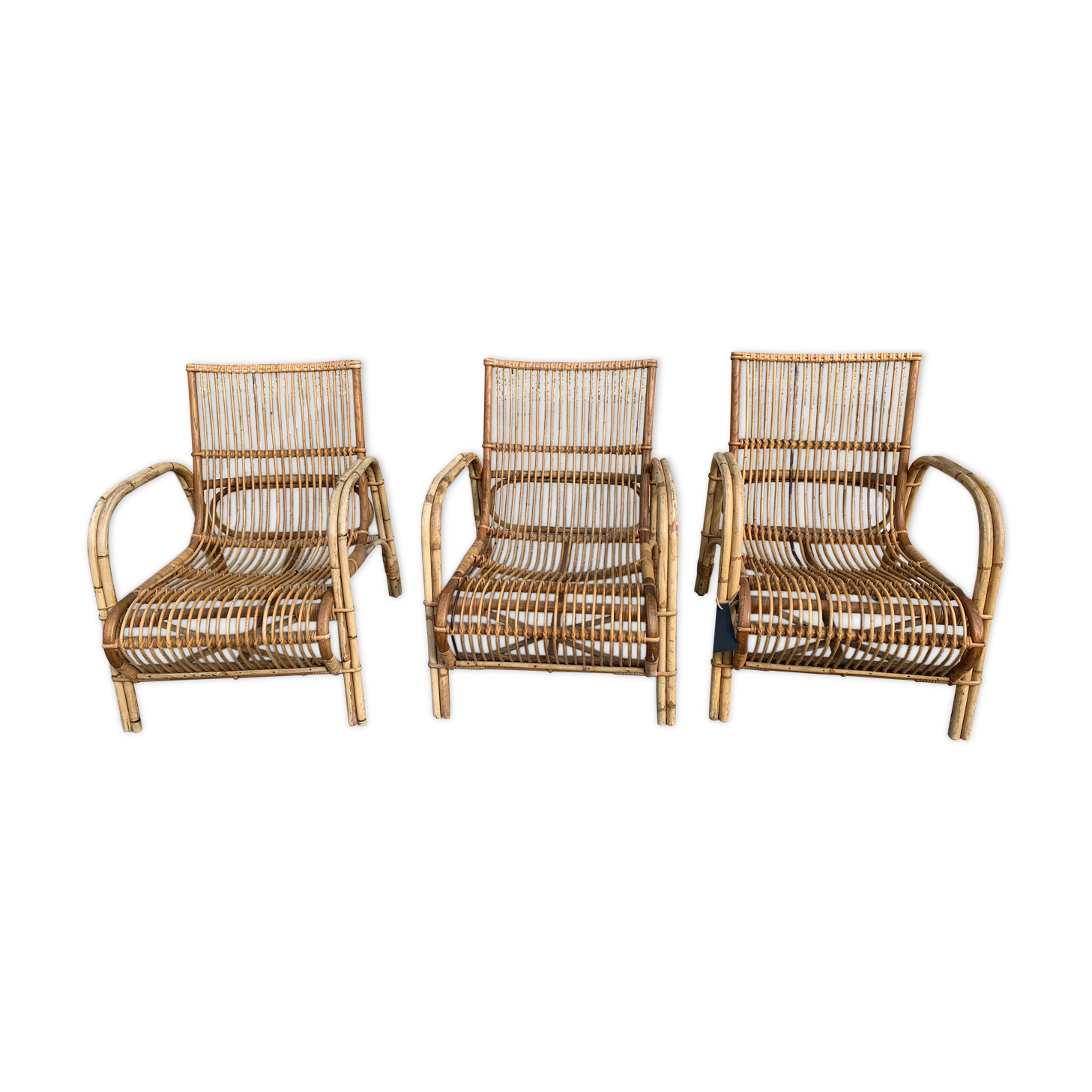 Lot de 3 fauteuils rotin Wengler