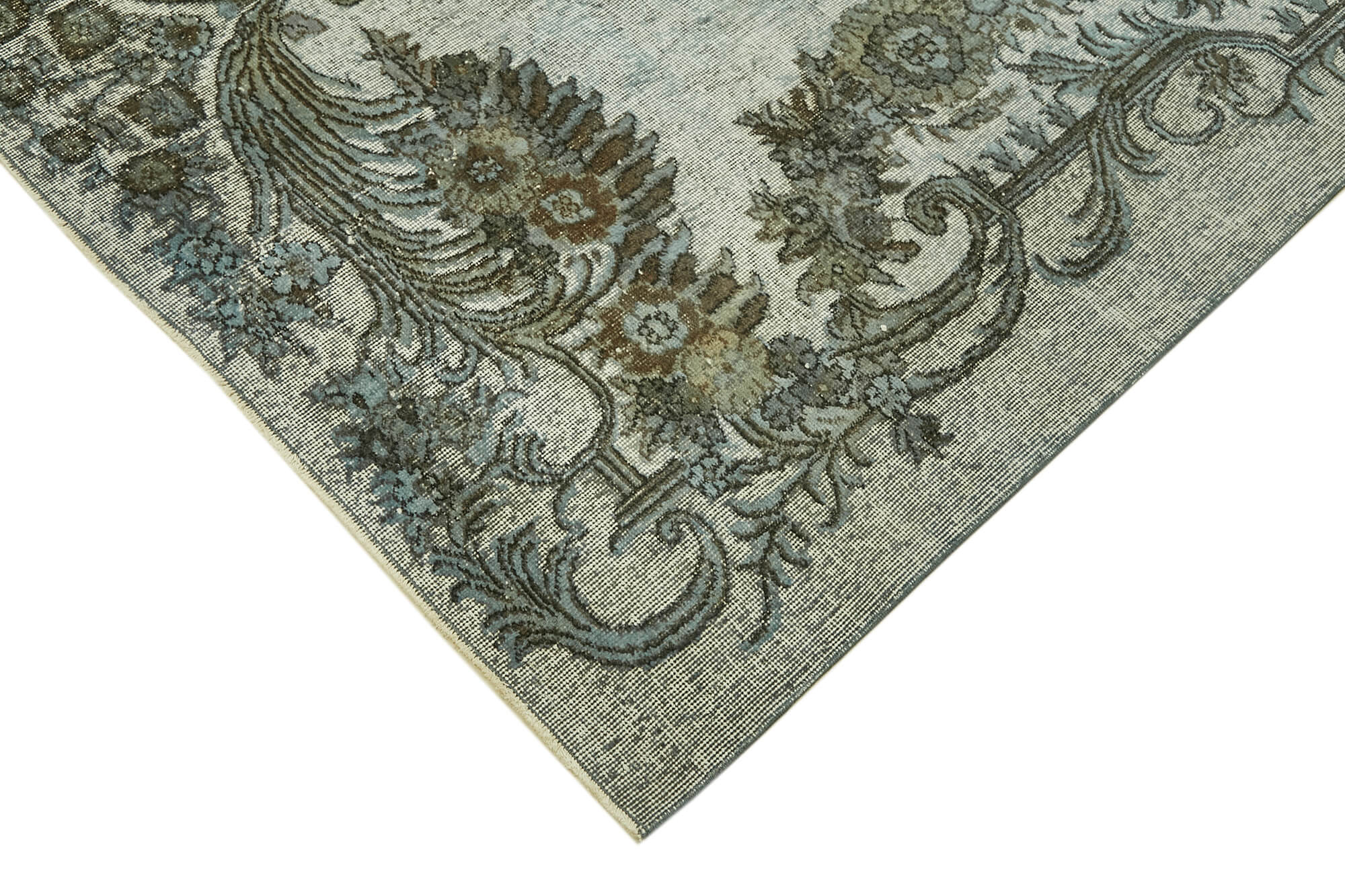 Handmade hi-low pile oriental 1980s 202 cm x 315 cm blue rug