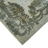 Handmade hi-low pile oriental 1980s 202 cm x 315 cm blue rug