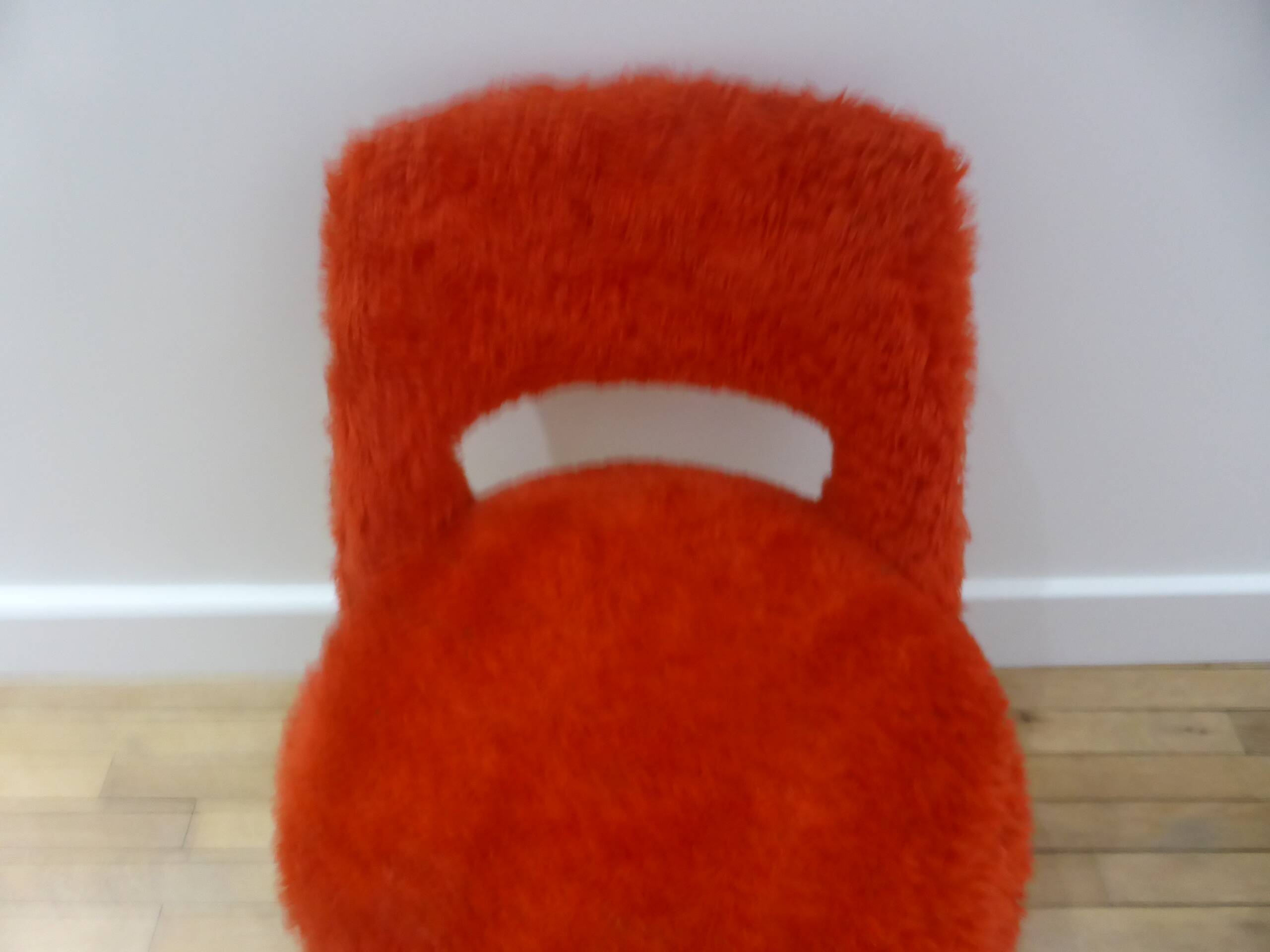 vintage red fur chair