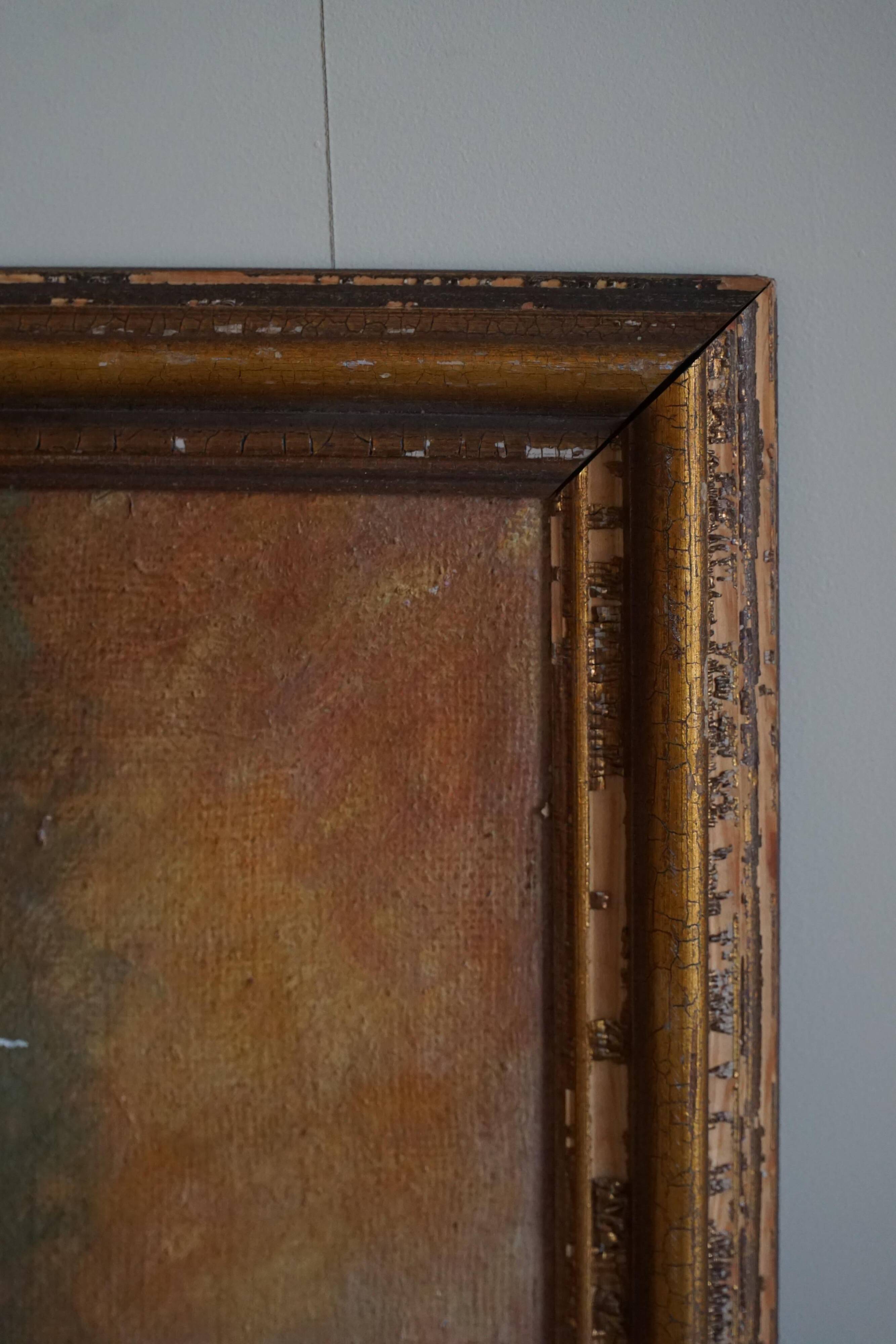 Large oil painting on canvas, unknown Danish artist, late 1800s.