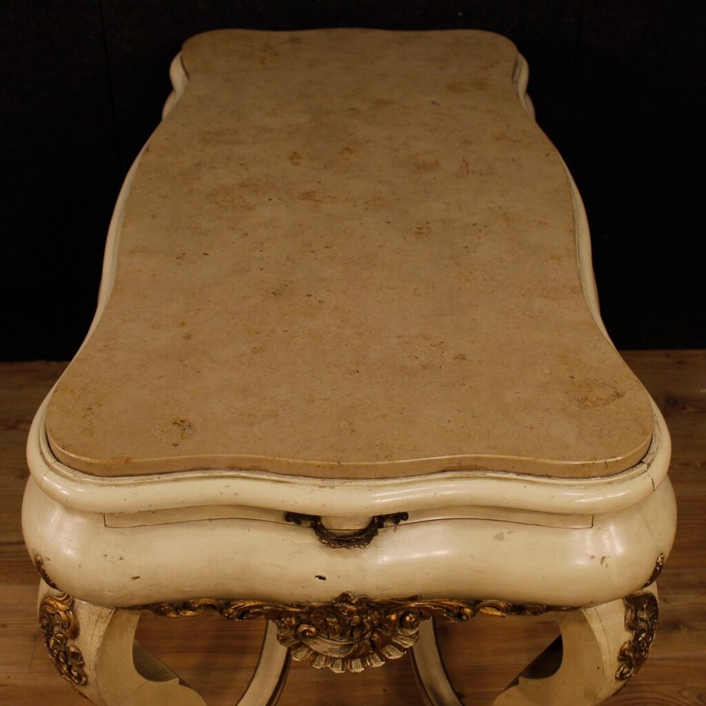 Dutch lacquered and gilded table with marble top