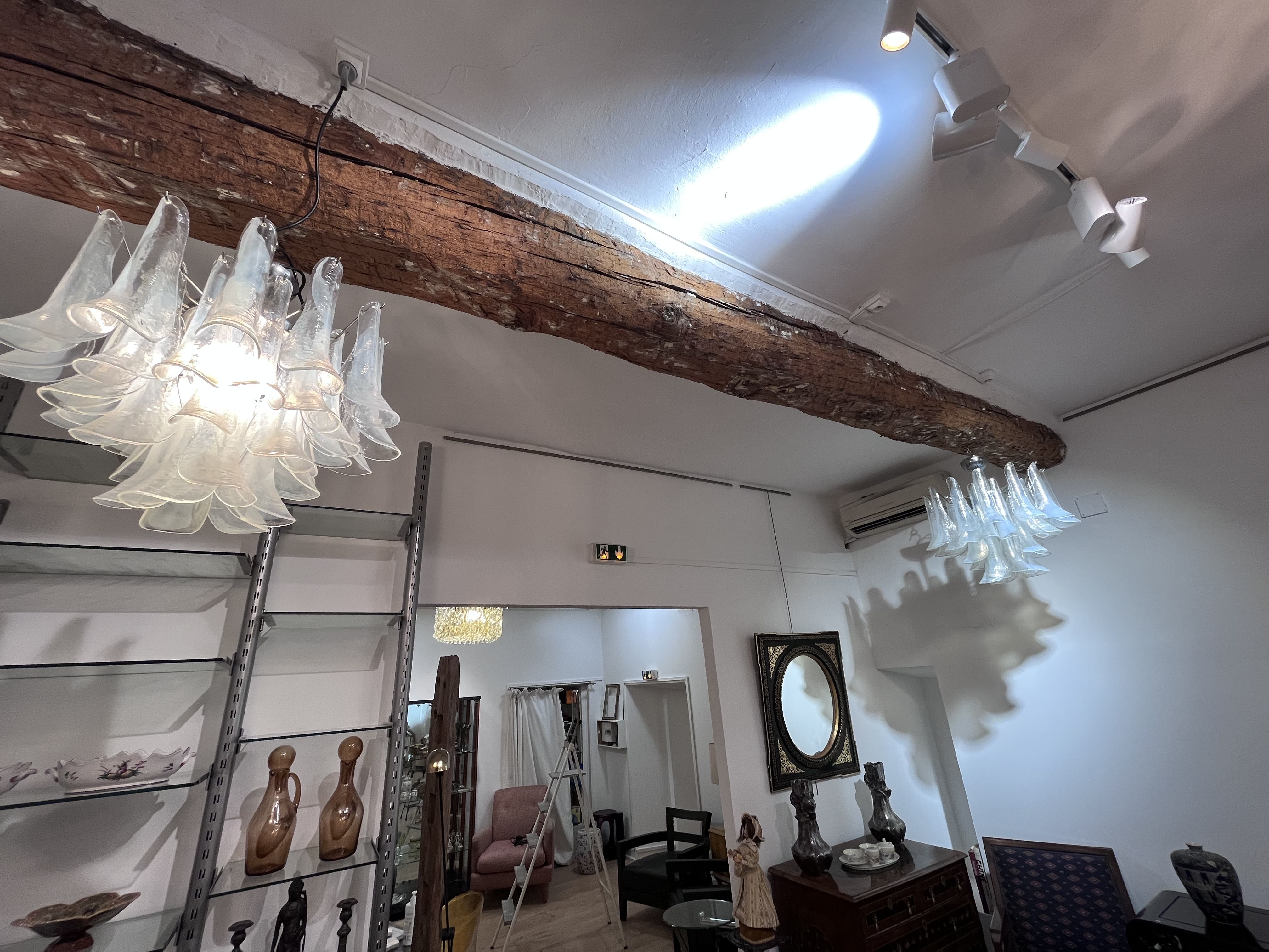 Pair of Murano chandeliers in petal by Paolo Venini