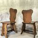 Set of six vintage brutalist wooden chairs.