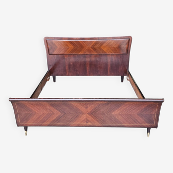 Mid Century double bed in mahogany and rosewood