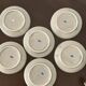 Set of 6 vintage glazed stoneware cups and saucers from the 1950s, new.