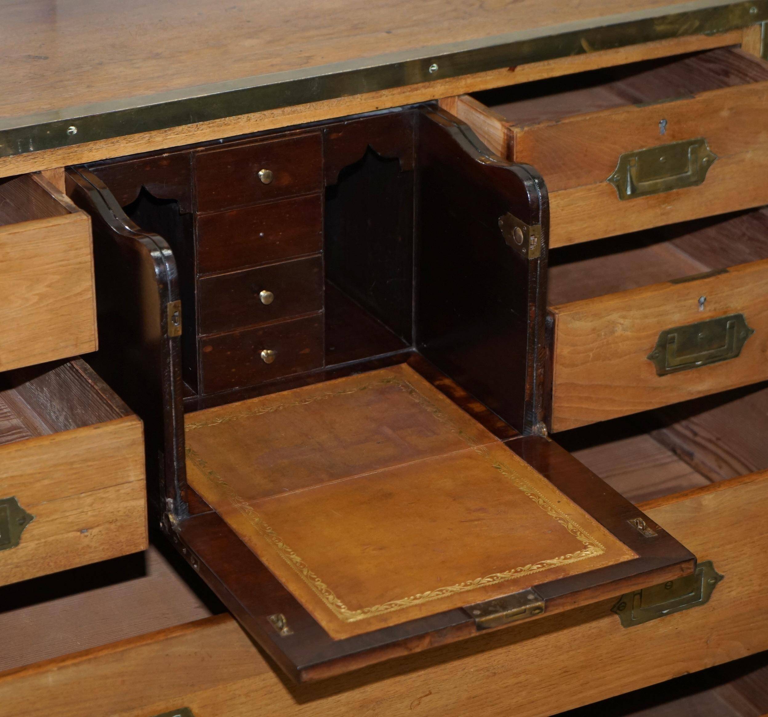 Military commode in solid oak and brass circa 1880