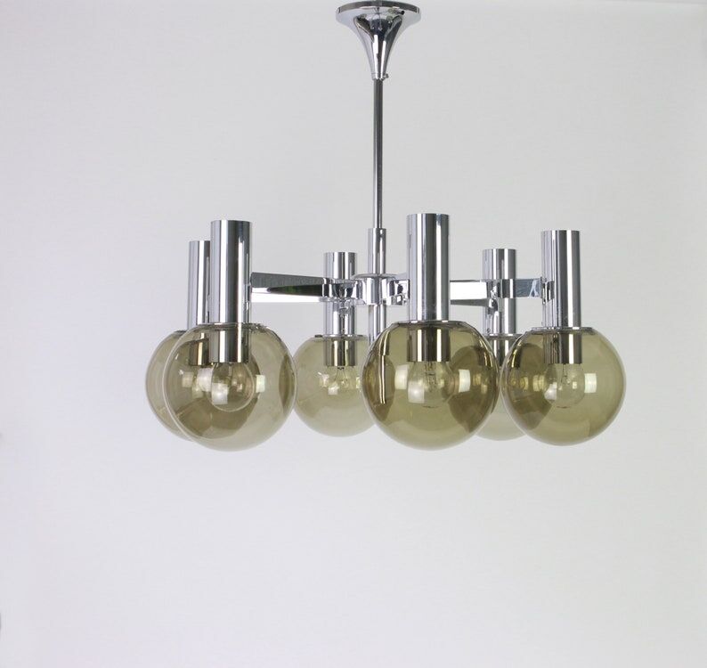 Six-light brass chandelier Italy 1960s