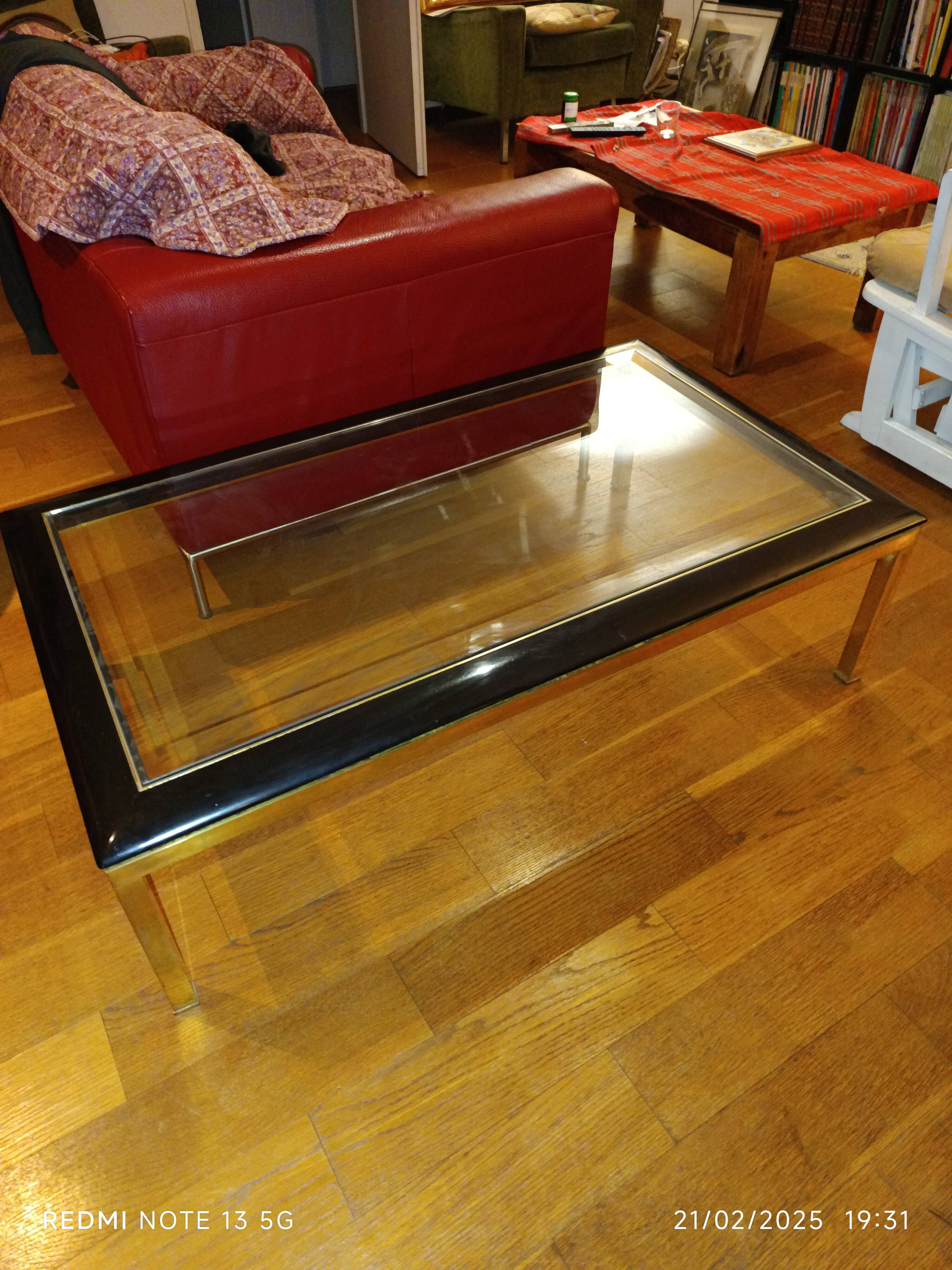 élégante table basse Hollywood Regency 1970