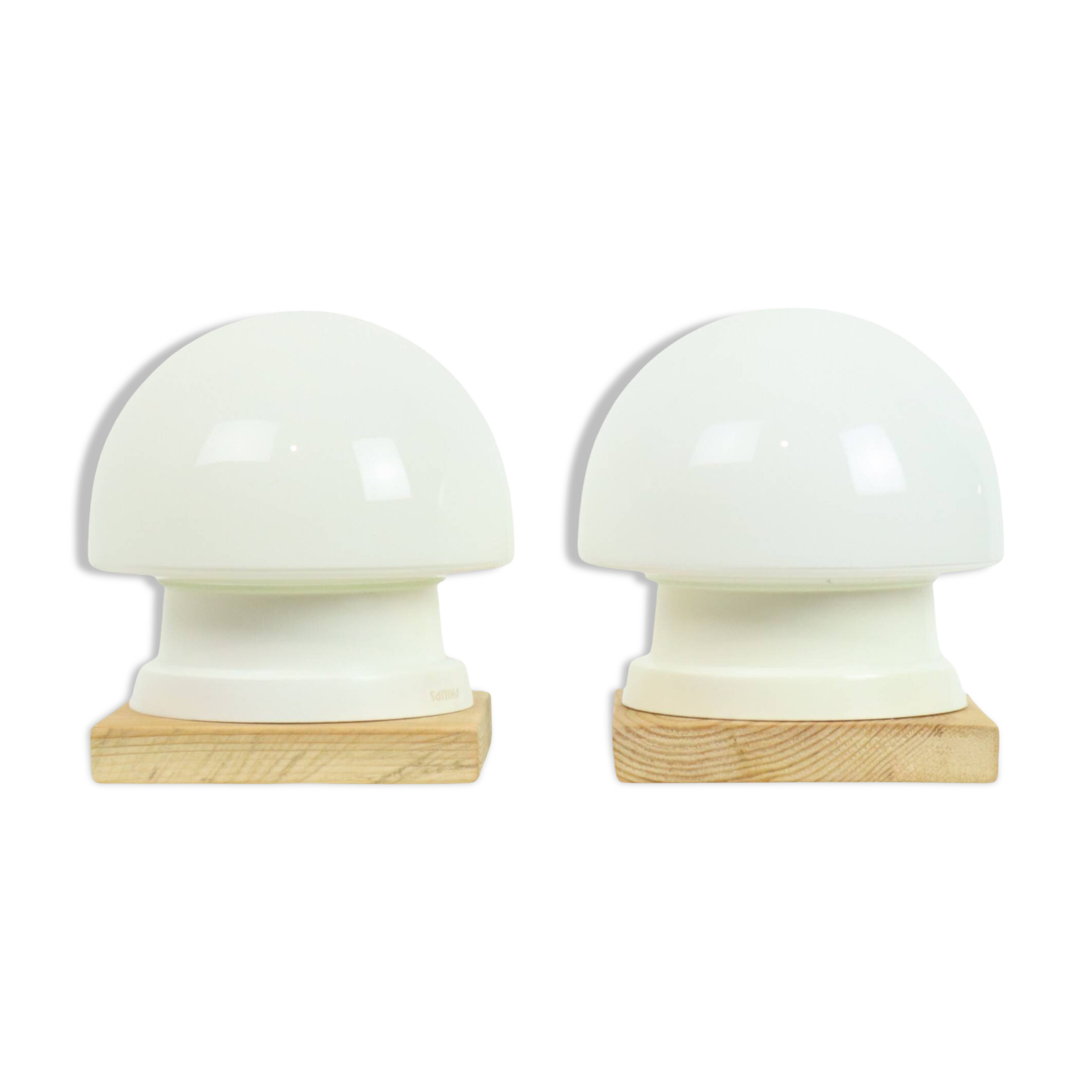 Paire de Lampes de Nuit Champignons Opaline Vintage