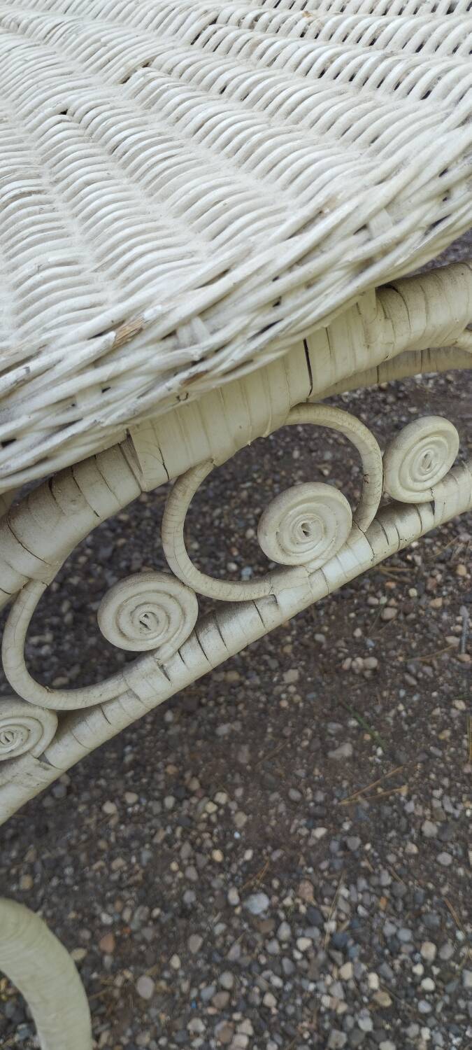 White wicker side table in Victorian style