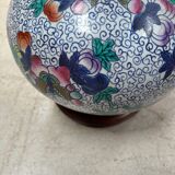 CHINA Polychrome porcelain vase decorated with butterflies Signed under the base 43cm