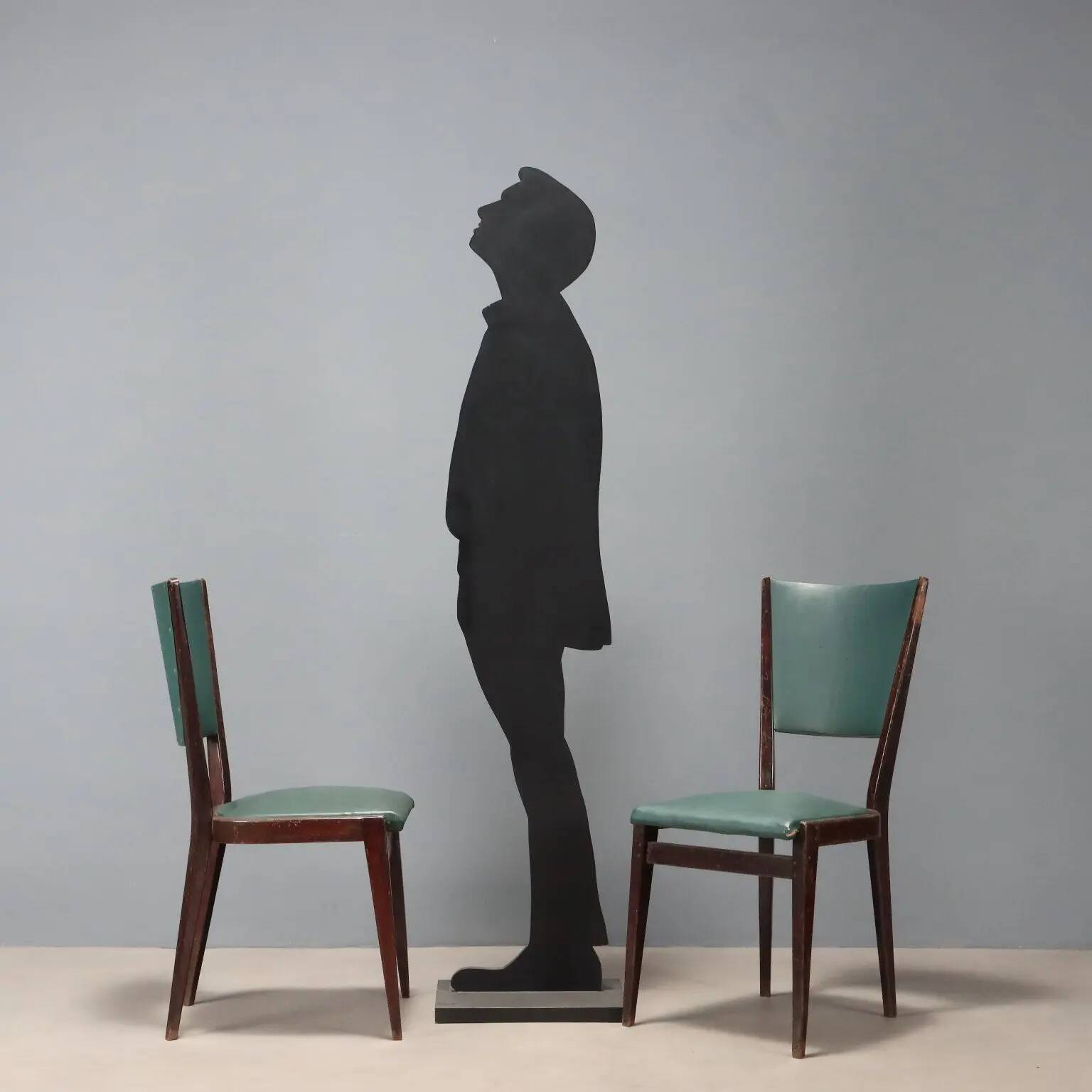Vintage beech chairs, foam and faux leather, design, Italy, 1950s