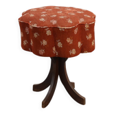 Tabouret Art déco pieds courbés et siège en forme de fleur d'origine