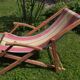 Chilienne transat chaise longue pour enfant vintage, toile rayures 1960-1970.