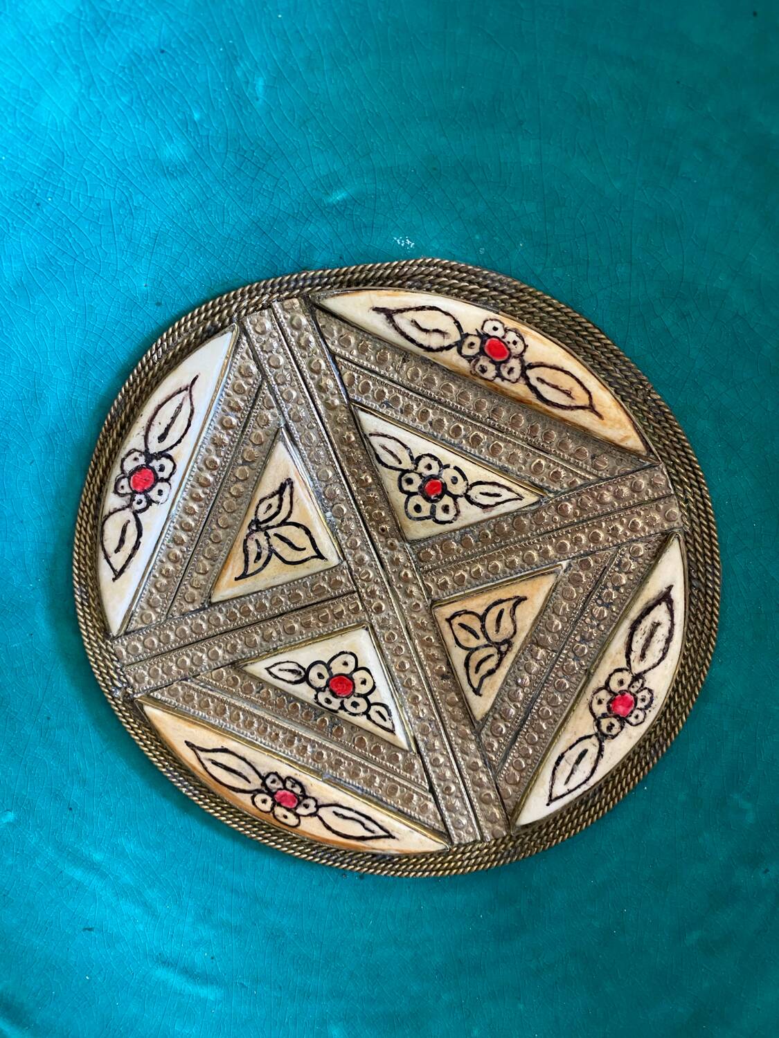 Large turquoise Moroccan dish
