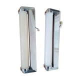 Pair of opaline and chrome art deco wall sconces
