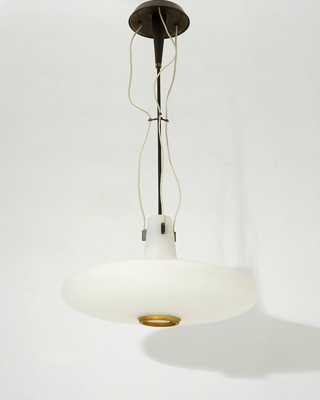 Glass and brass chandelier by Bruno Chiarini, 1950s