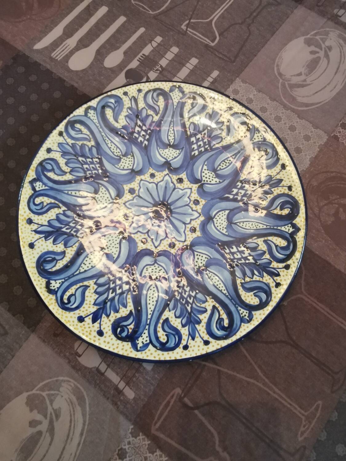 Assiette plat bleu service à dessert