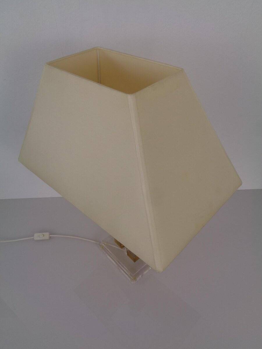 Hollywood Regency Acrylic Glass & Brass Table Lamp, Italy, 1970s