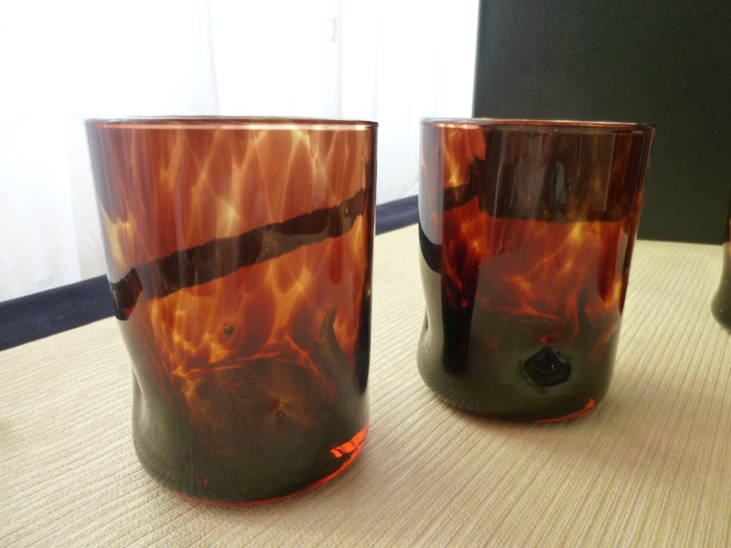 Set of 4 whiskey glasses in blown glass