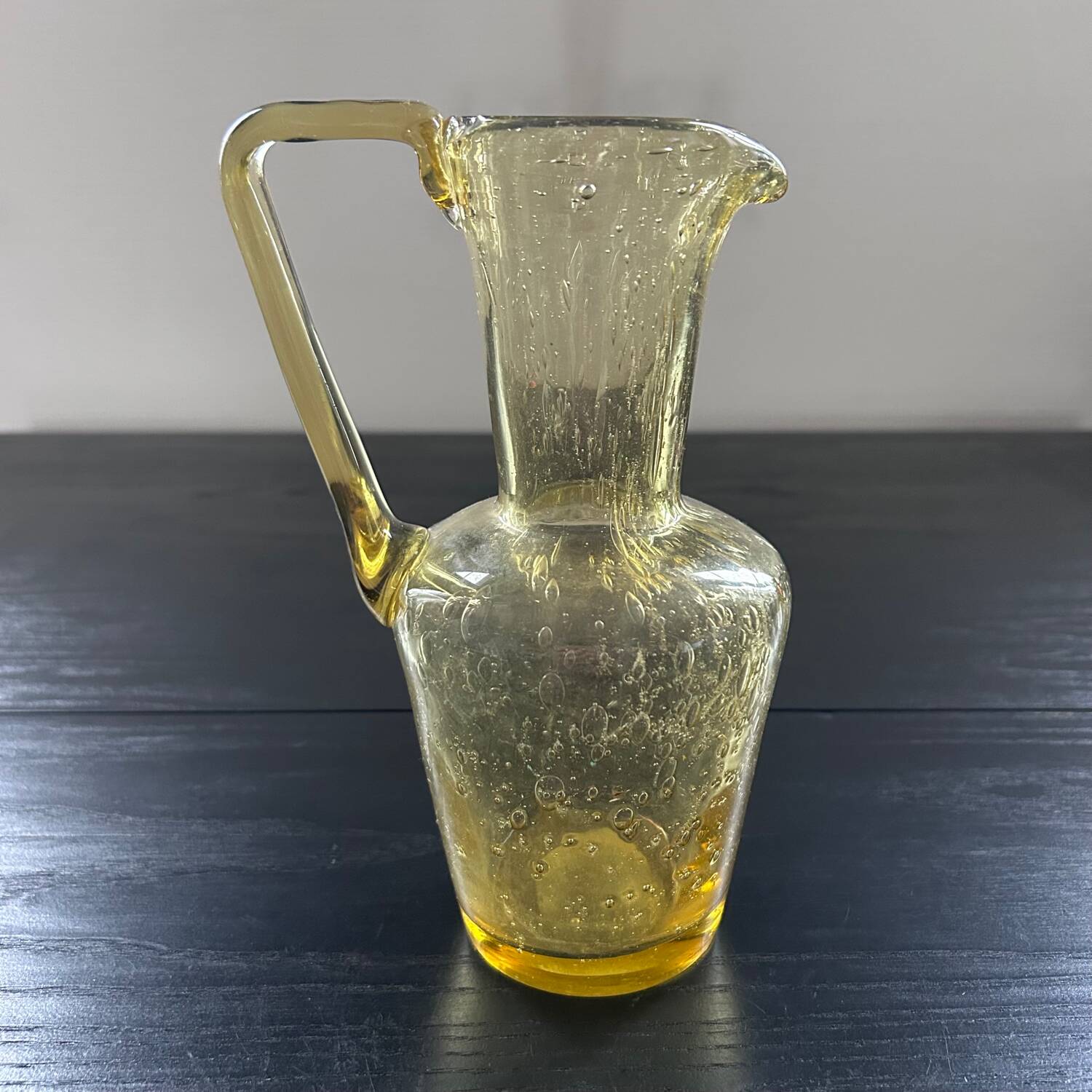 Bubbled glass style amber carafe