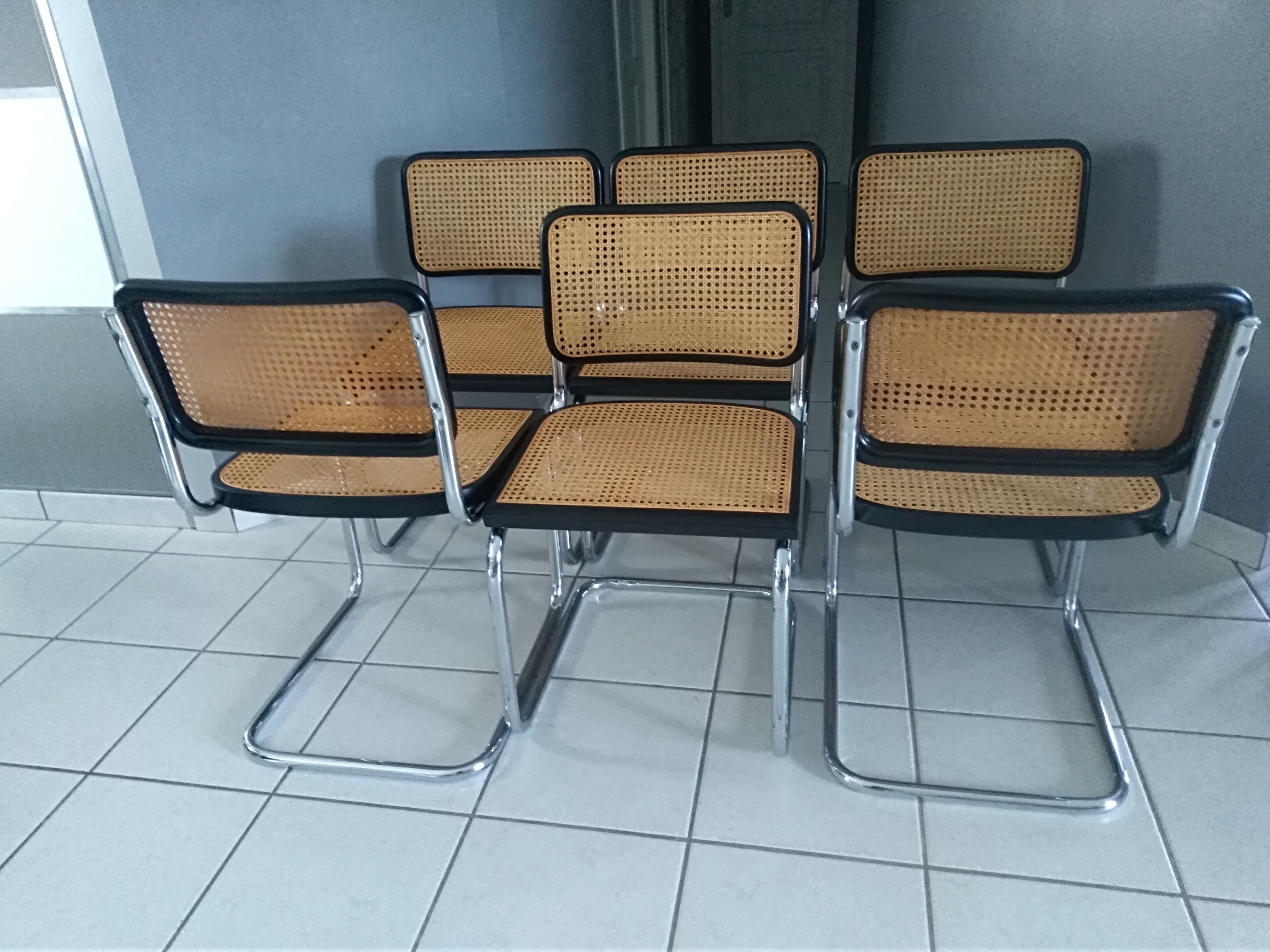 Suite of 6 chairs Cesca B32 by Marcel Breuer years 1992