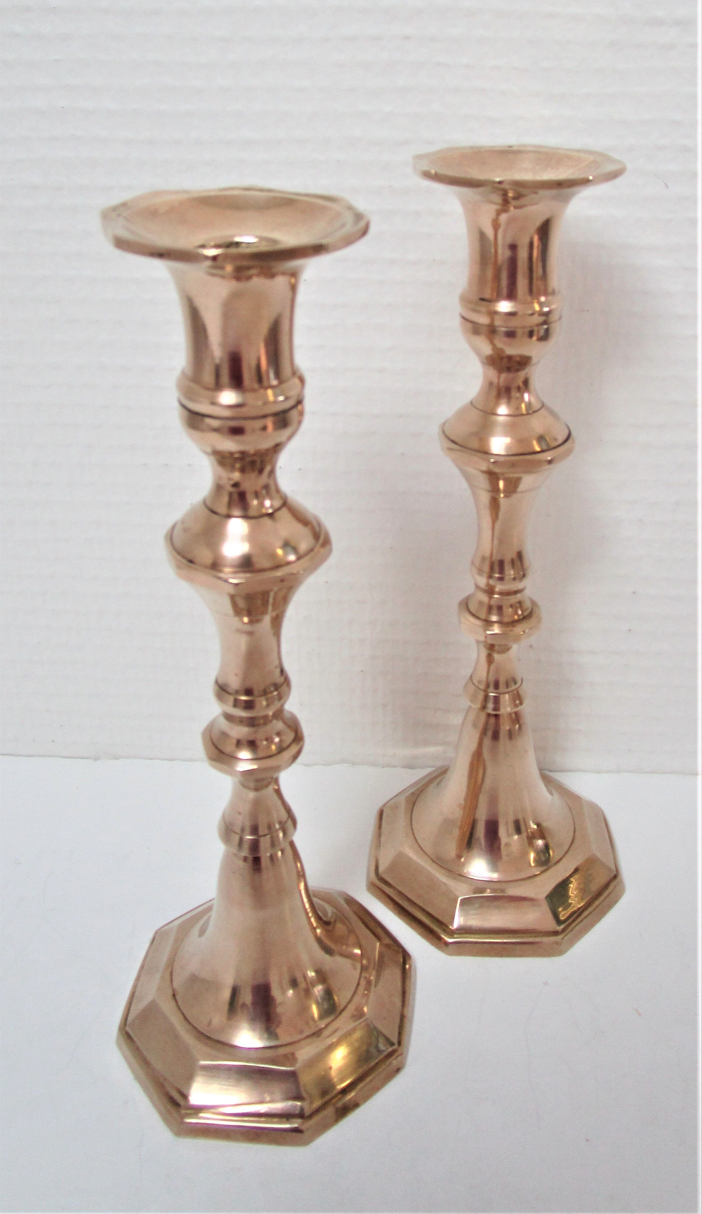Pair of neo classic solid brass candle holders 60s
