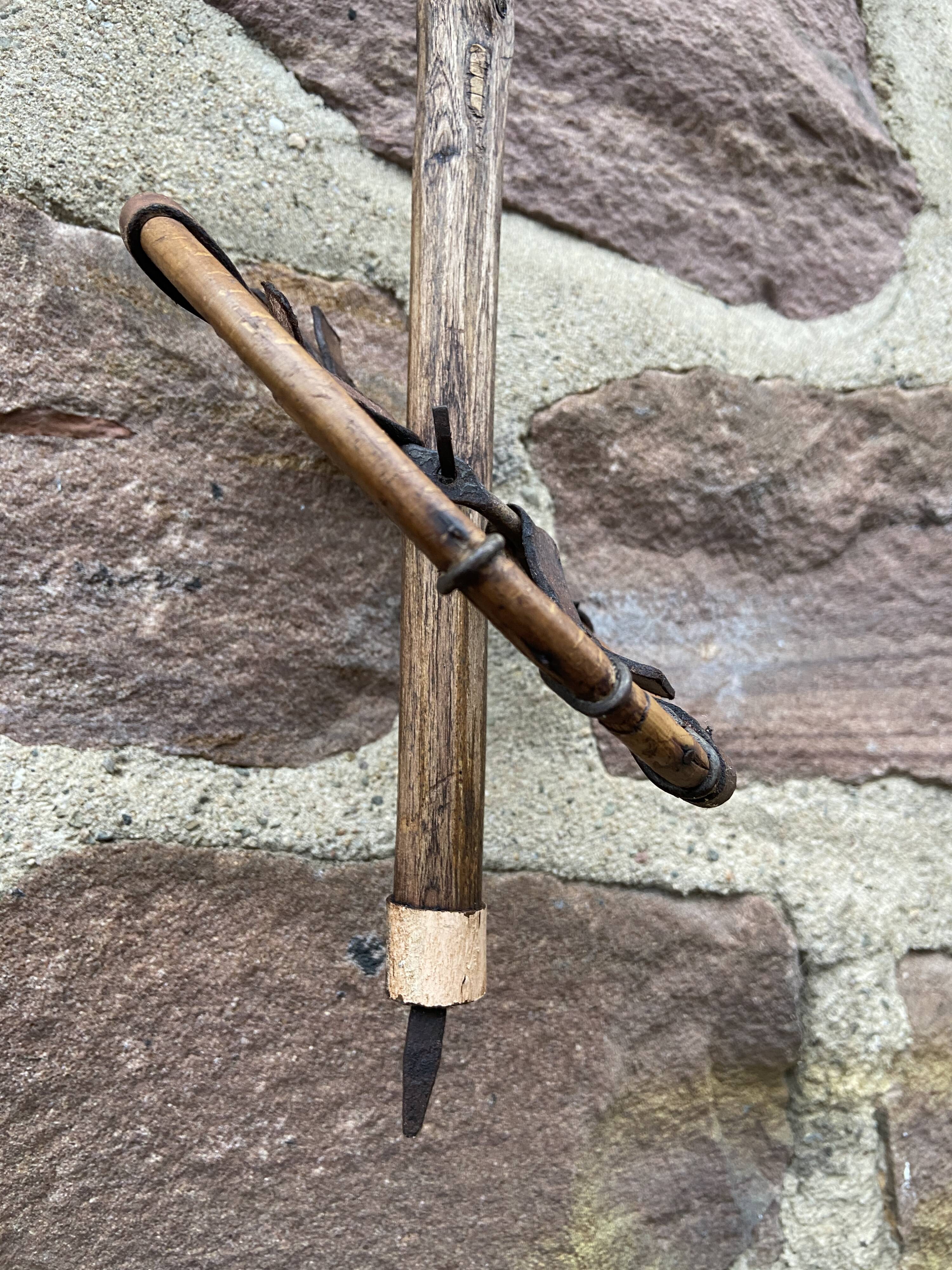 Vintage wooden ski poles 1920s French Old ski decoration chalet Alps