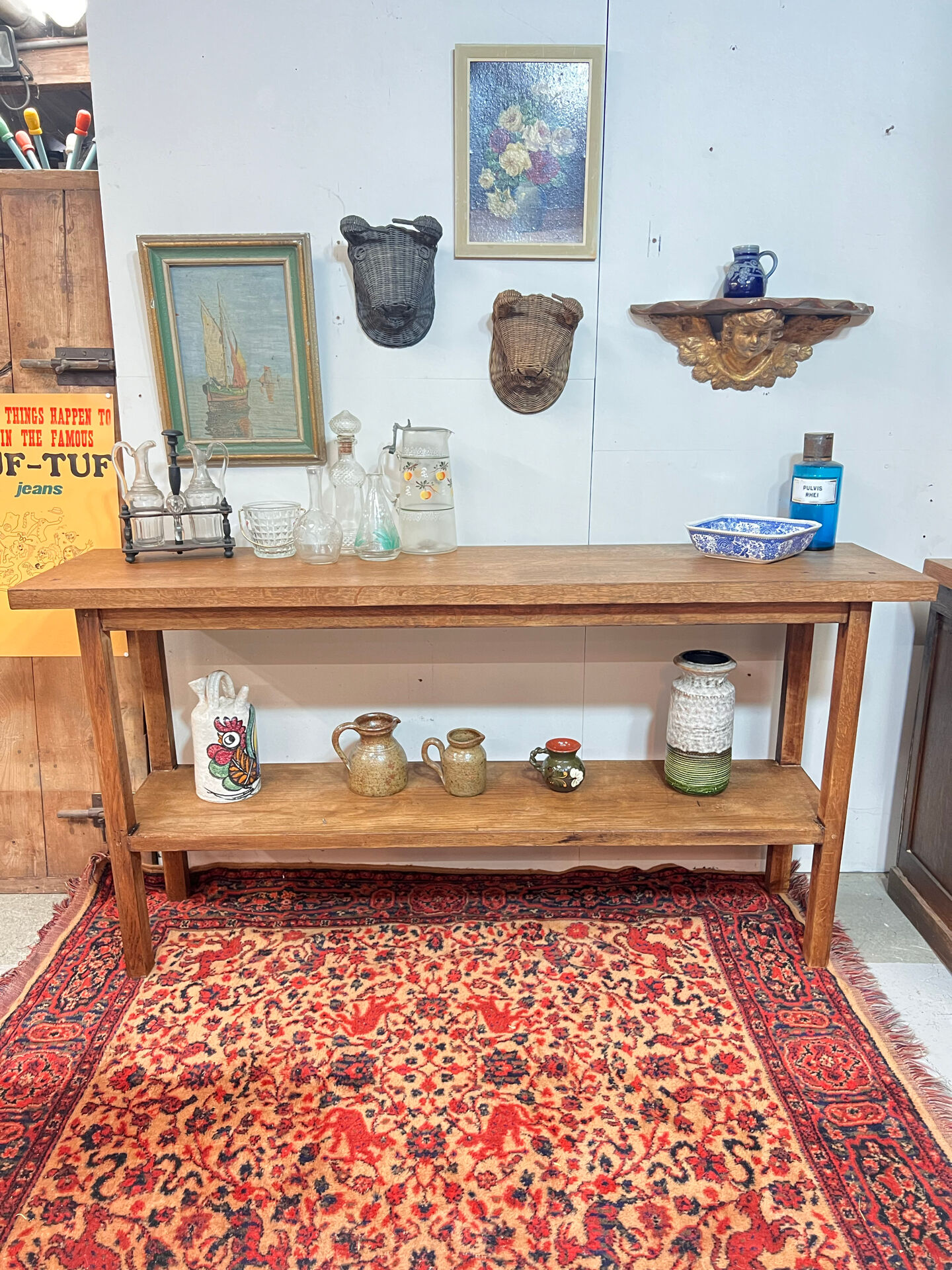 Ancienne console d’atelier en chêne