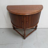 Table demi-lune en chêne vintage avec volet roulant